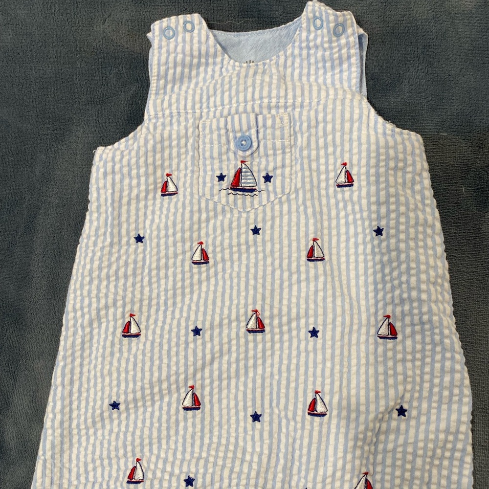 Nautical seersucker Little Me romper size 6months